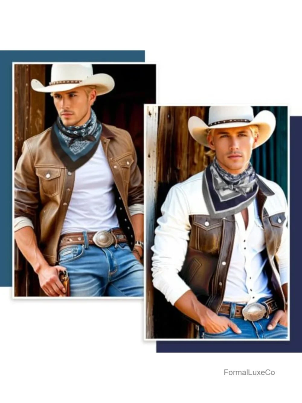 Silk Feel Scarf 2 Pack, 27 Inch Neckerchief Ascot, Head Bandana Wrap Multi-Way